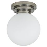 Large opaline glass globe ceiling lamp in Art Deco style.