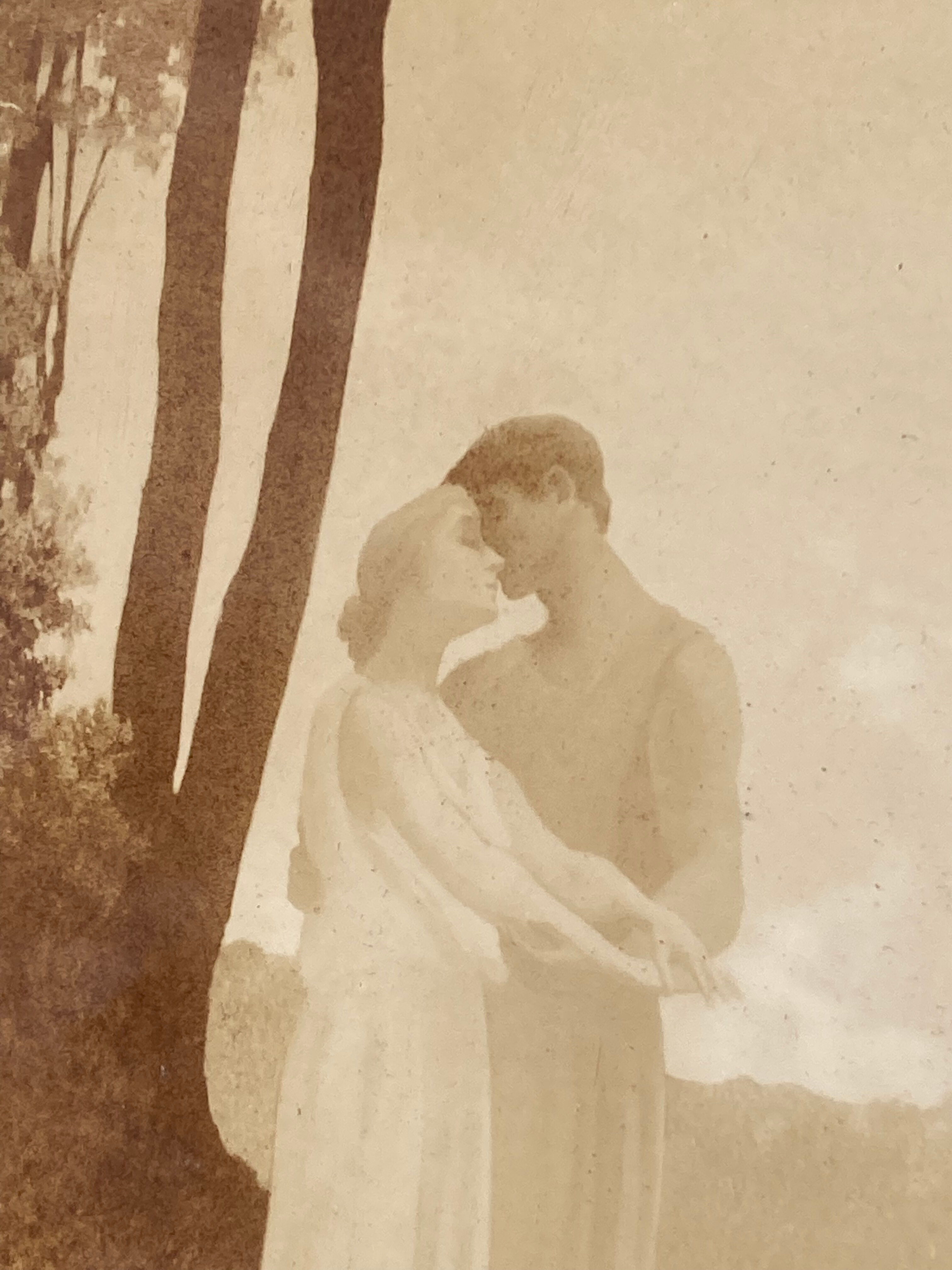Old film photograph framed 1910 marquetry