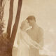 Old film photograph framed 1910 marquetry