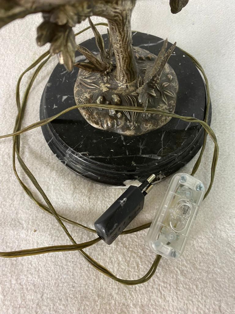 Vintage table lamp S Agudo, marble & silver metal