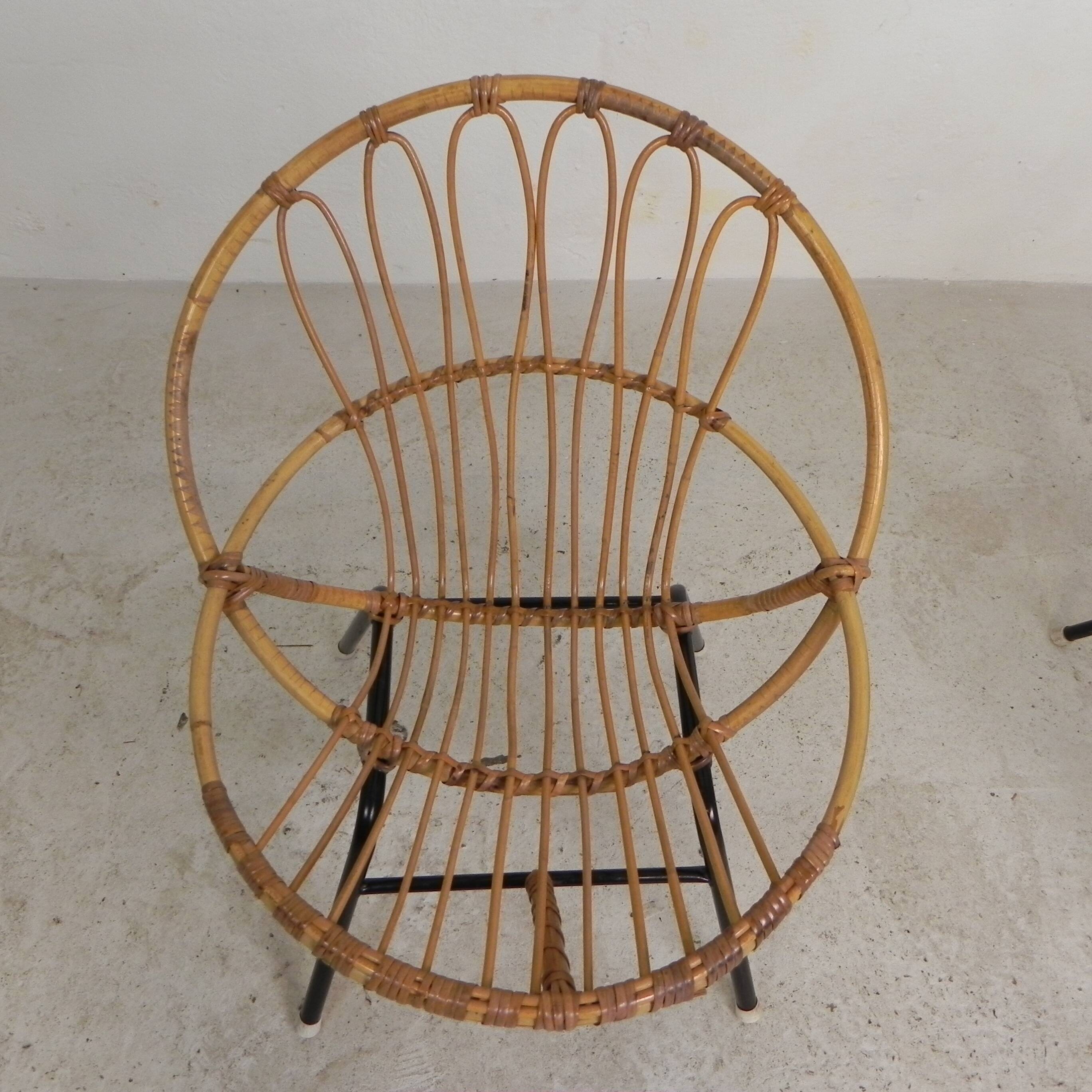 Set of 2 rattan, bamboo children's chairs Rohe Noordwolde 1950s