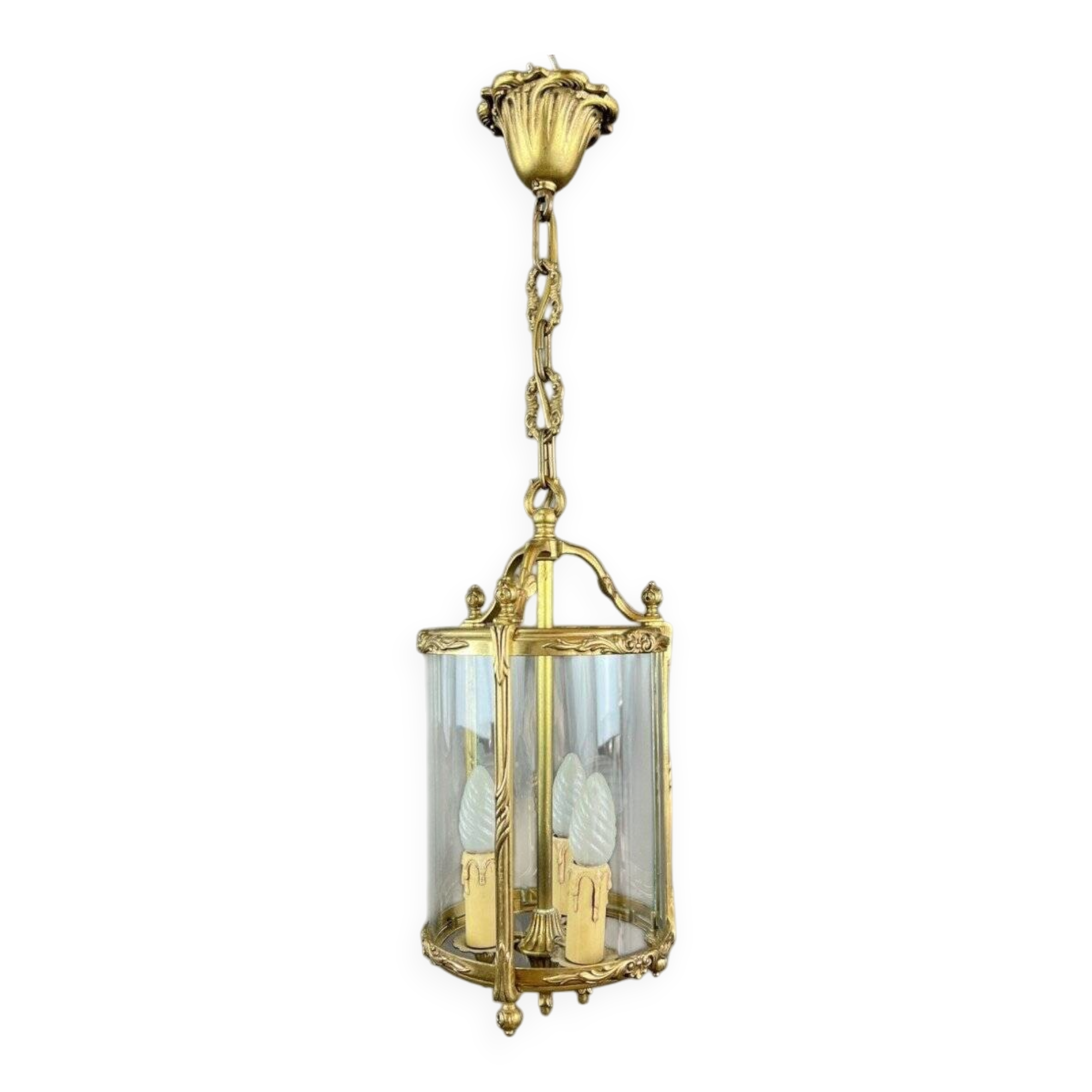 Louis XVI style lantern in bronze and glass, 20th century