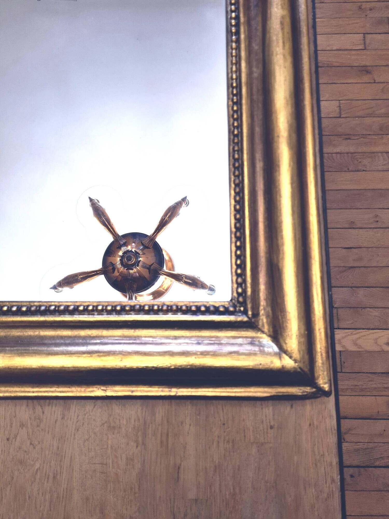 Old large Louis Phillipe mirror, gilded with gold leaf - Emilien"