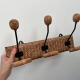 Rattan wall coat rack