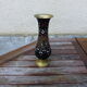 Metal brass, painted and carved vase, with a Peacock, vintage