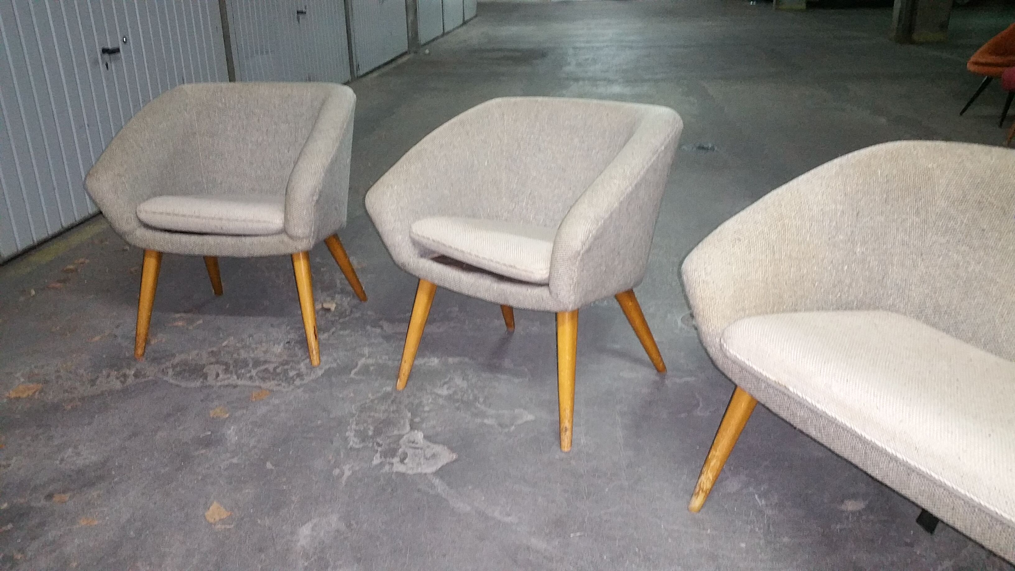 Sofa 3 Chair Danish cocktail of the 50s/60s gray / white