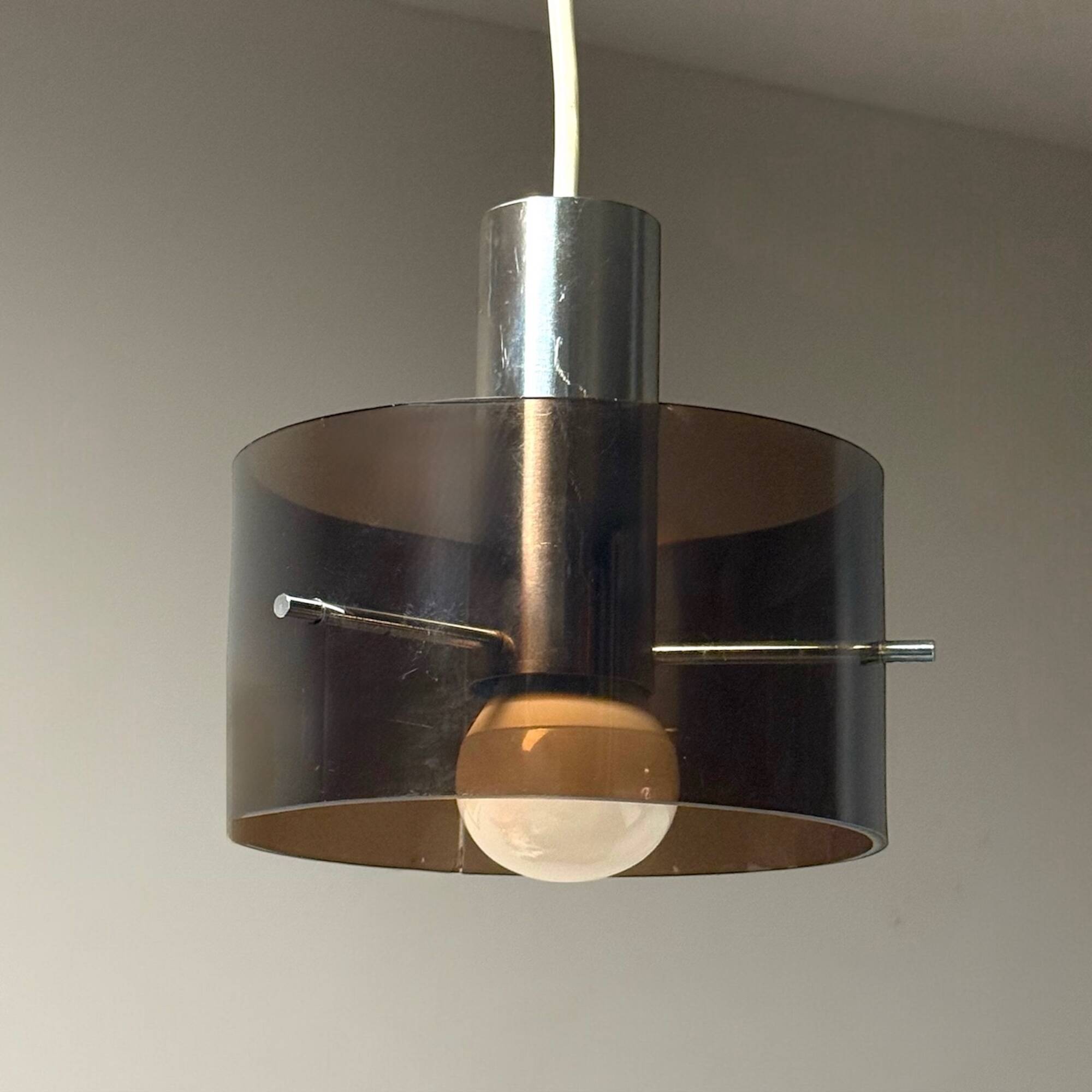 Vintage Italian Acrylic and Chrome Pendant Light, 1970s