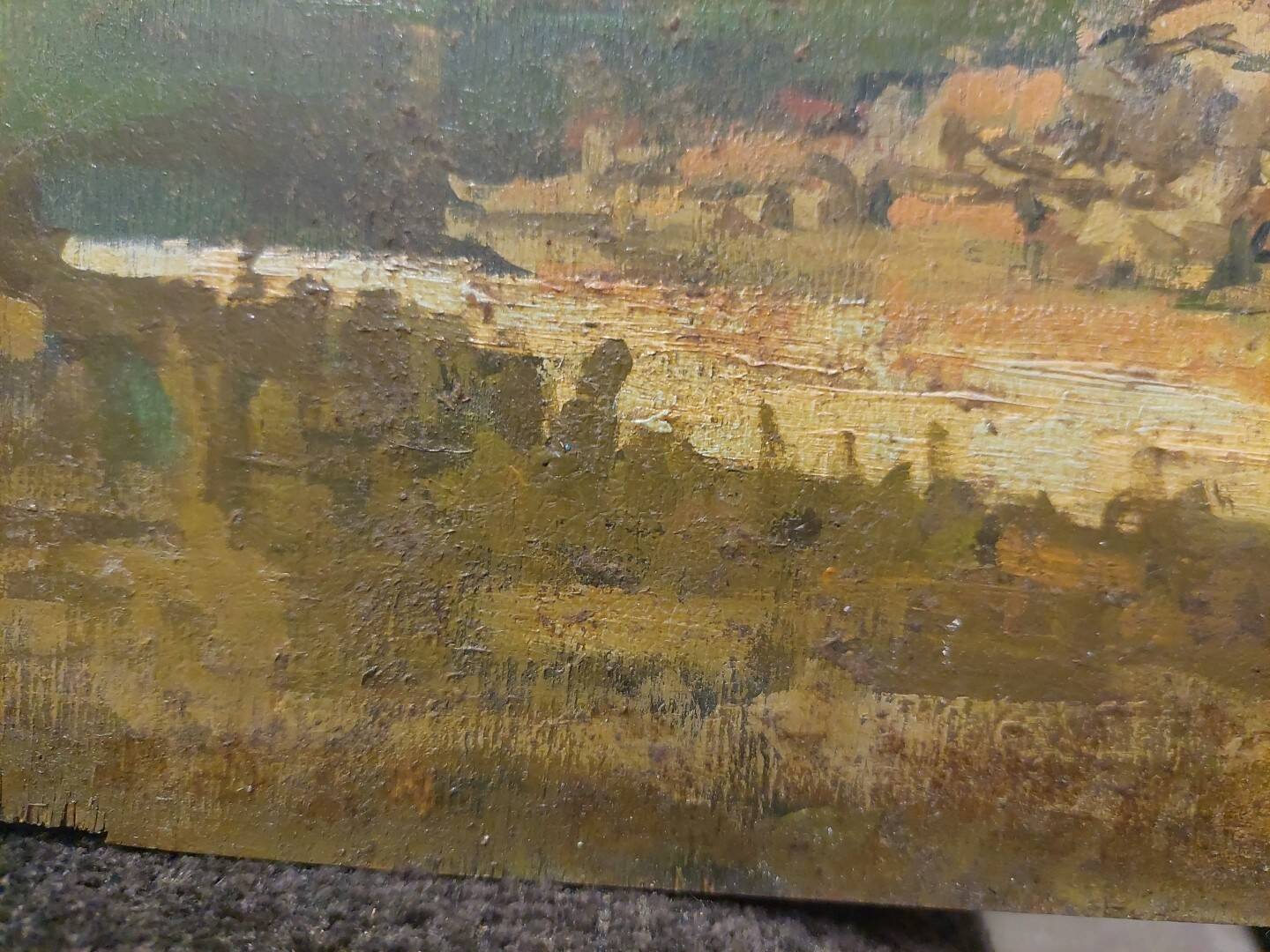 Peinture sur bois paysage première moitié du XXe siècle