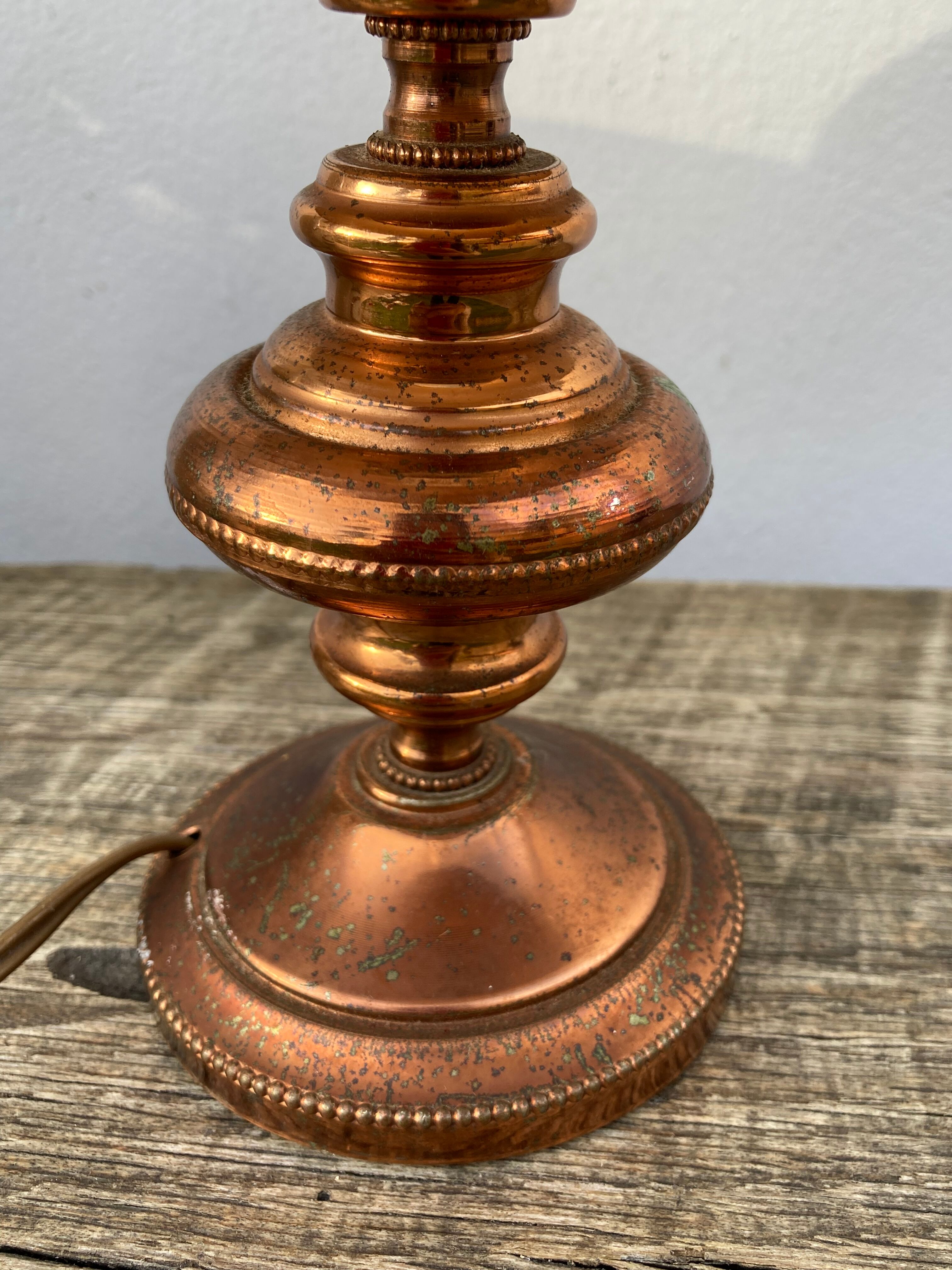 Copper lamp and fabric lampshade from the 70s