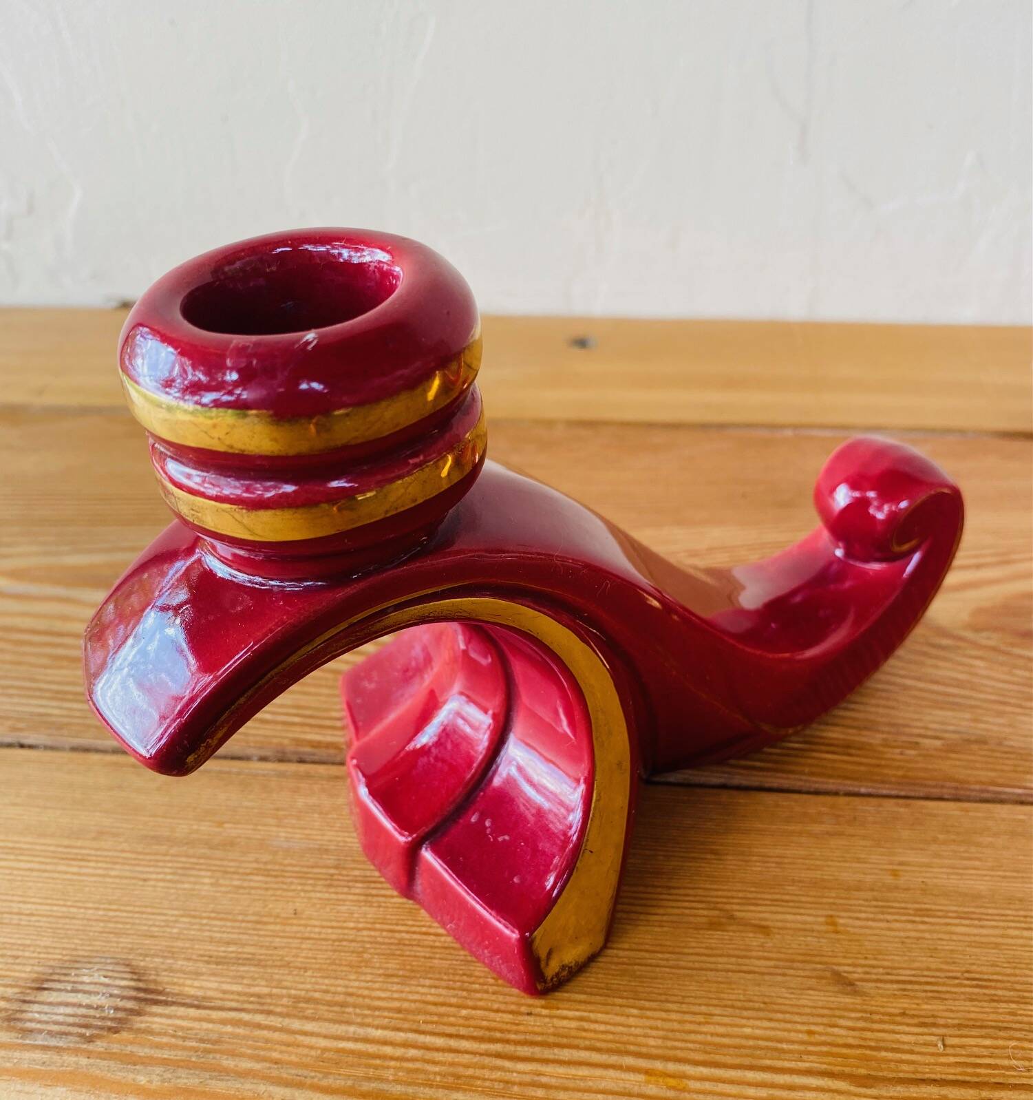 Art Deco ceramic candlestick pair