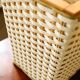 Retro plastic wicker basket with wooden frame