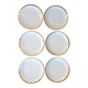 Set of 6 flat plates in Foëcy porcelain with golden epi border