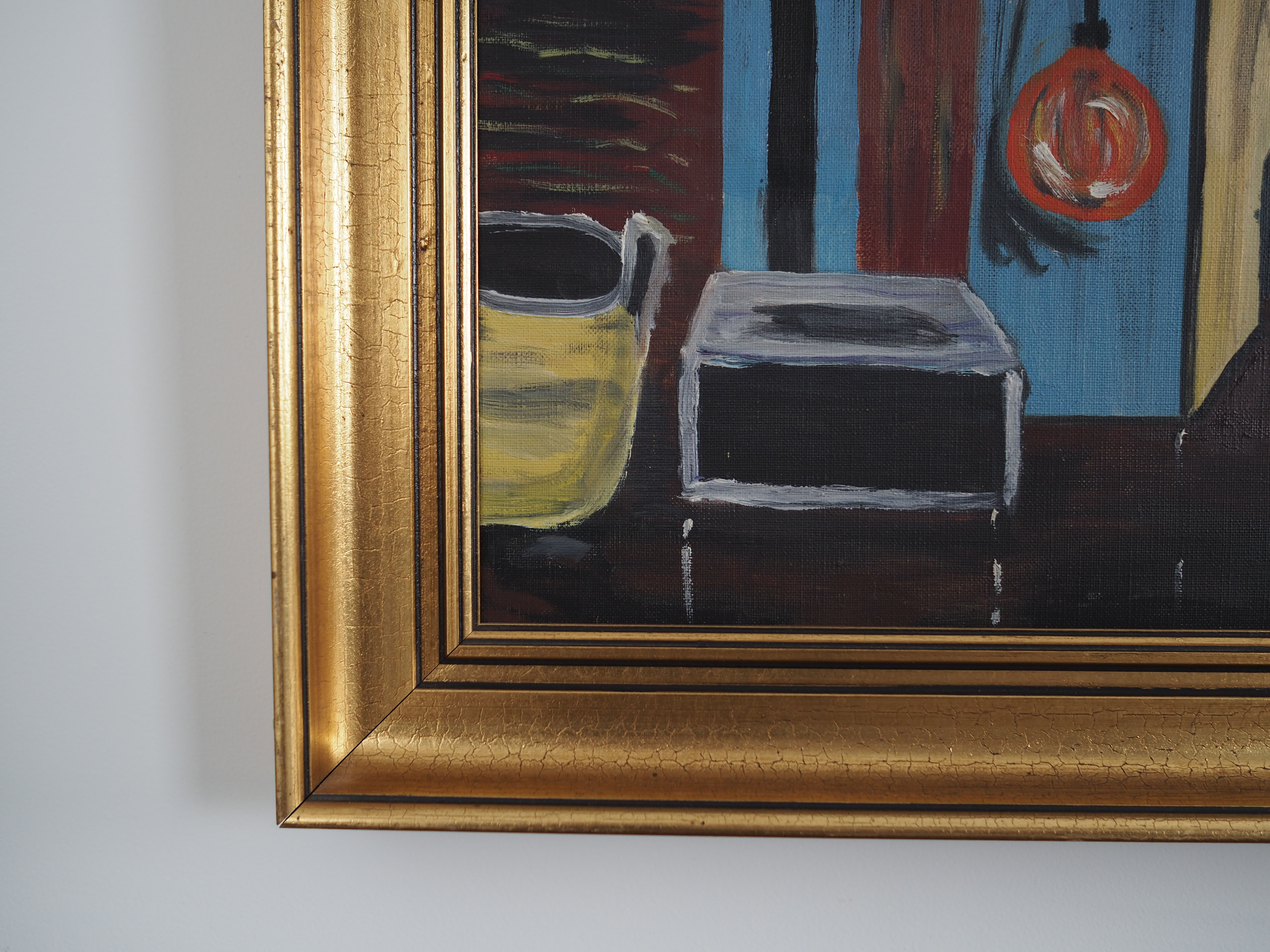 Painting „The Village House's Interior”, Scandinavian design, 1970s