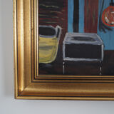 Painting „The Village House's Interior”, Scandinavian design, 1970s