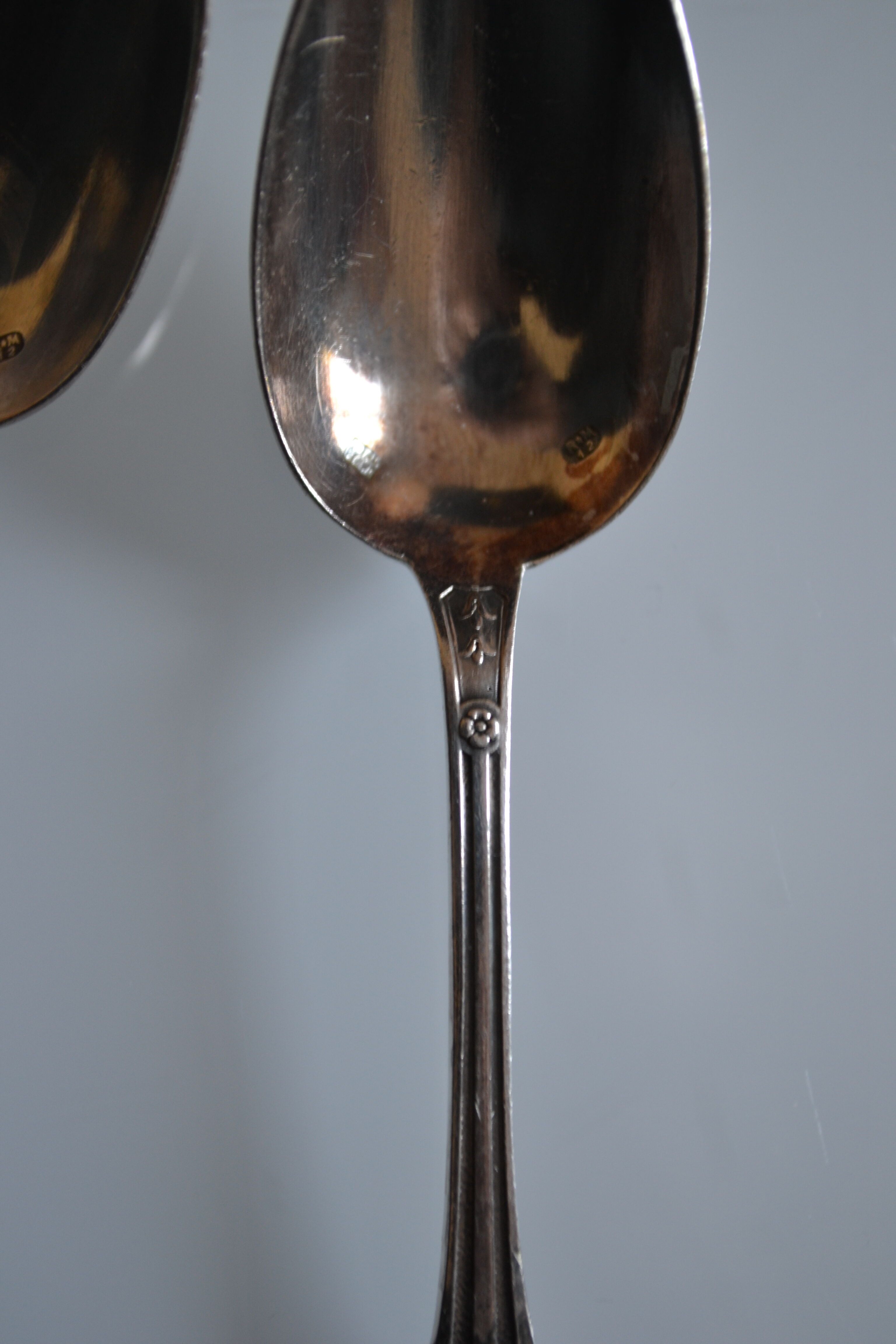 12 small spoons metal silver monogram sm