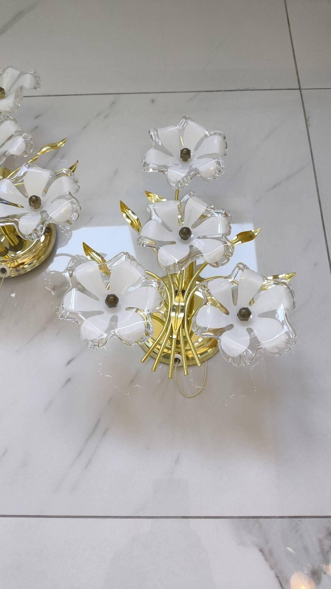 pair of floral wall lights from the 60s-70s