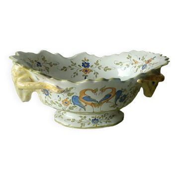 Planter cache pot in faience from Moustiers with ram's head.