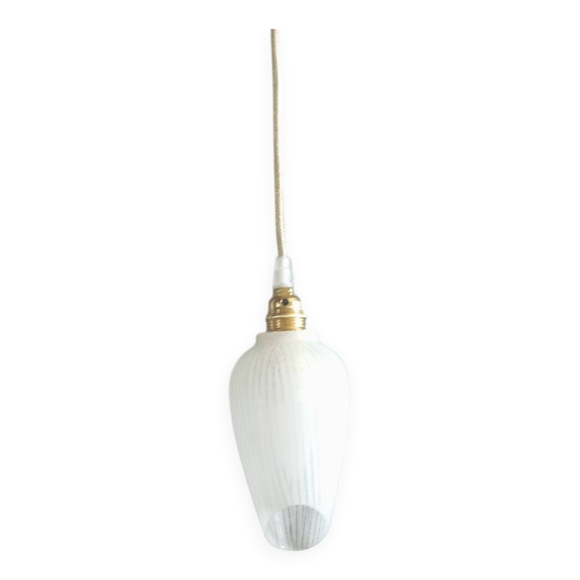 Portable hanging lamp 1970/80 white granite glass