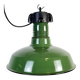 Lampe à suspension industrielle en émail vert, années 1960
