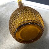 Carafe empolie en verre jaune avec bouchon