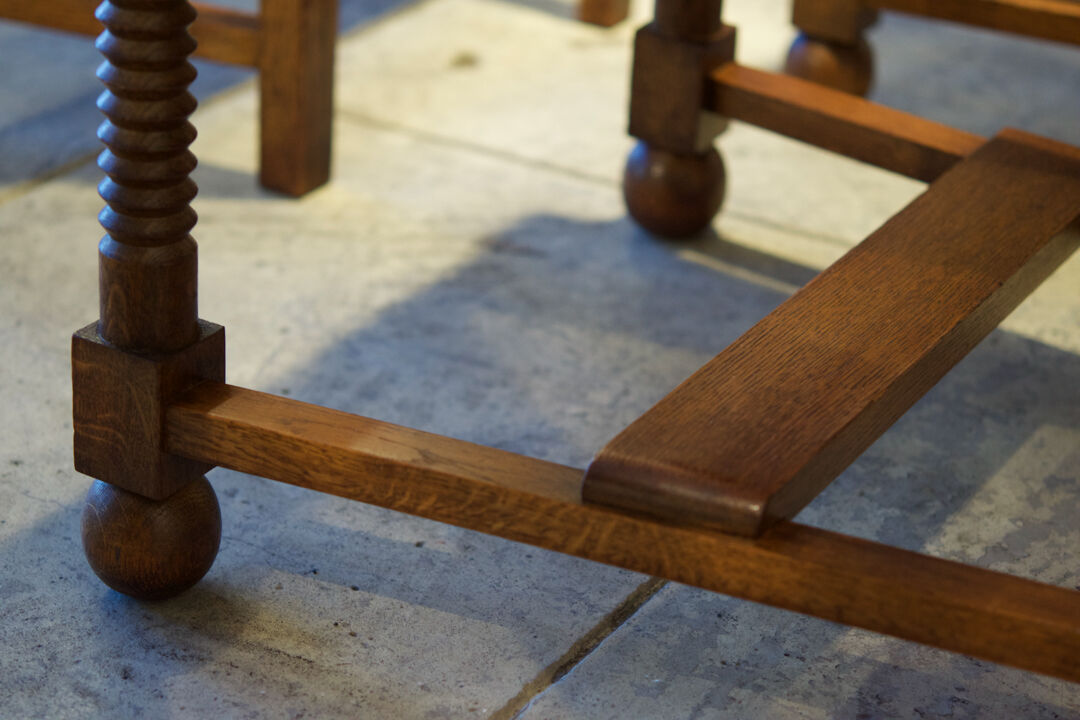 Set of six chairs and two brutalist armchairs mid-century 1950'