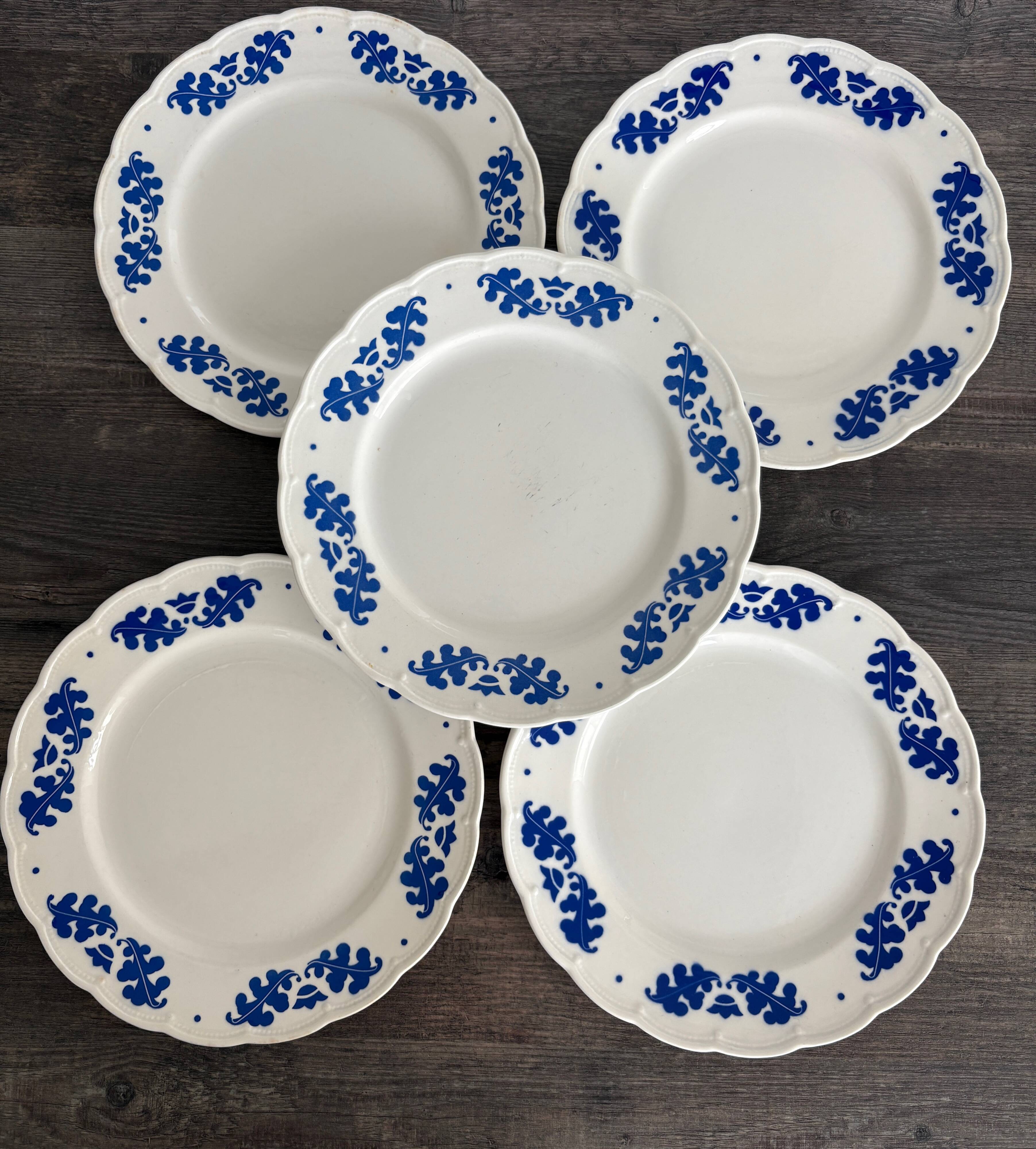 Set of 5 boch la louvière dinner plates