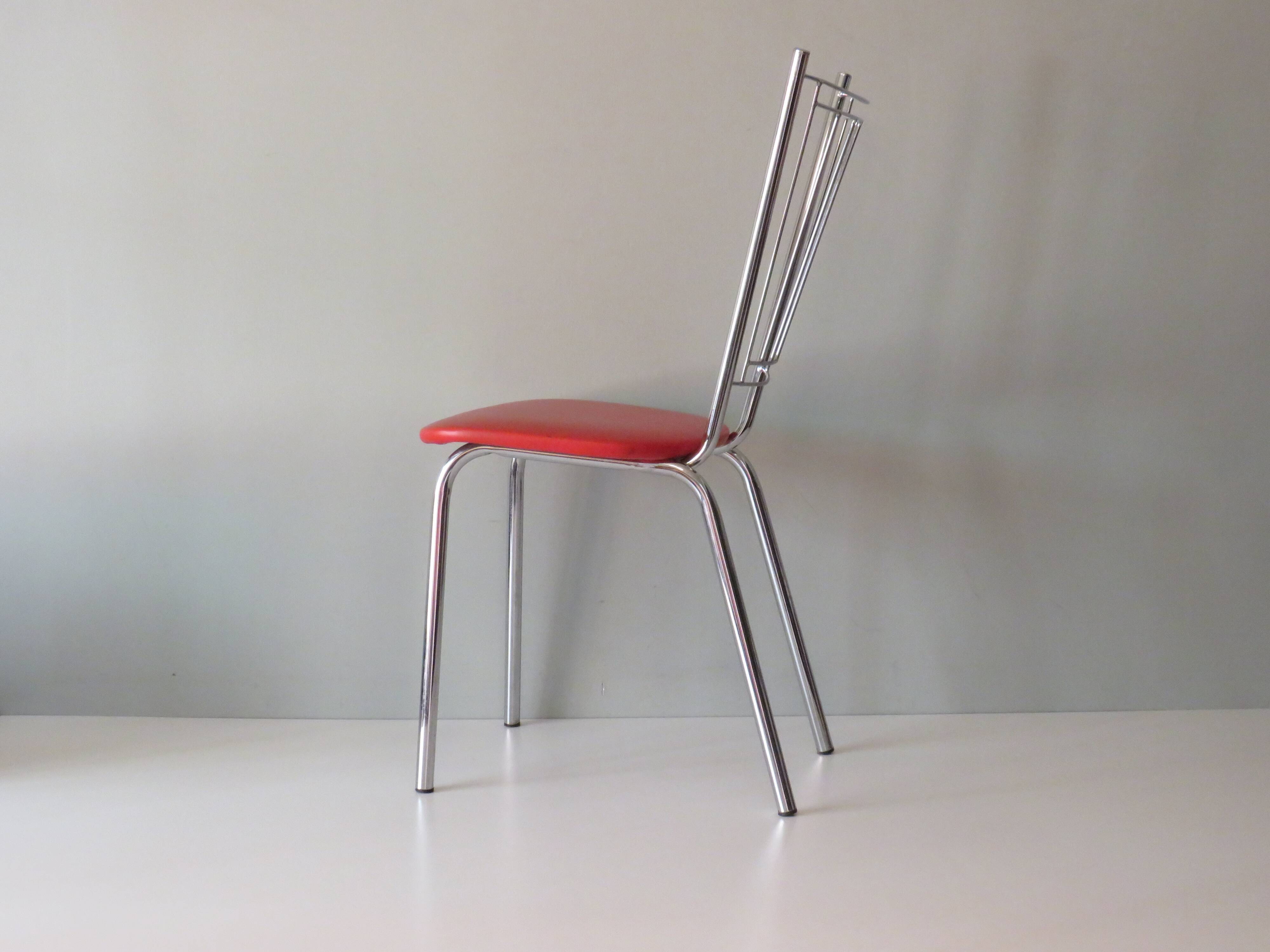 Ensemble de 4 chaises de salle à manger ou de cuisine happy orange, Allemagne 1960