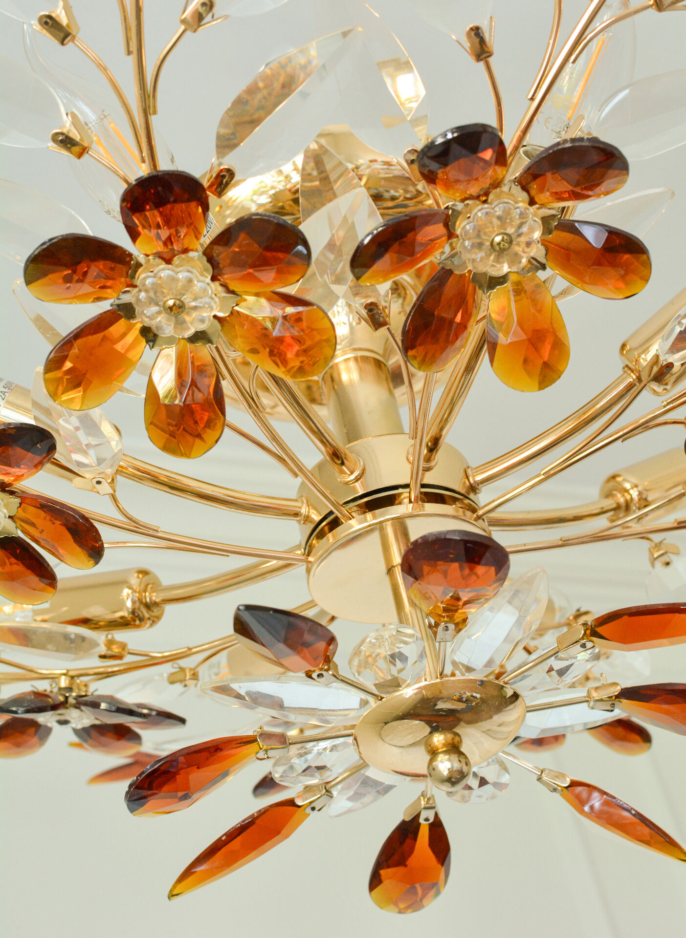 Large amber crystal floral chandelier – Maison Baguès style