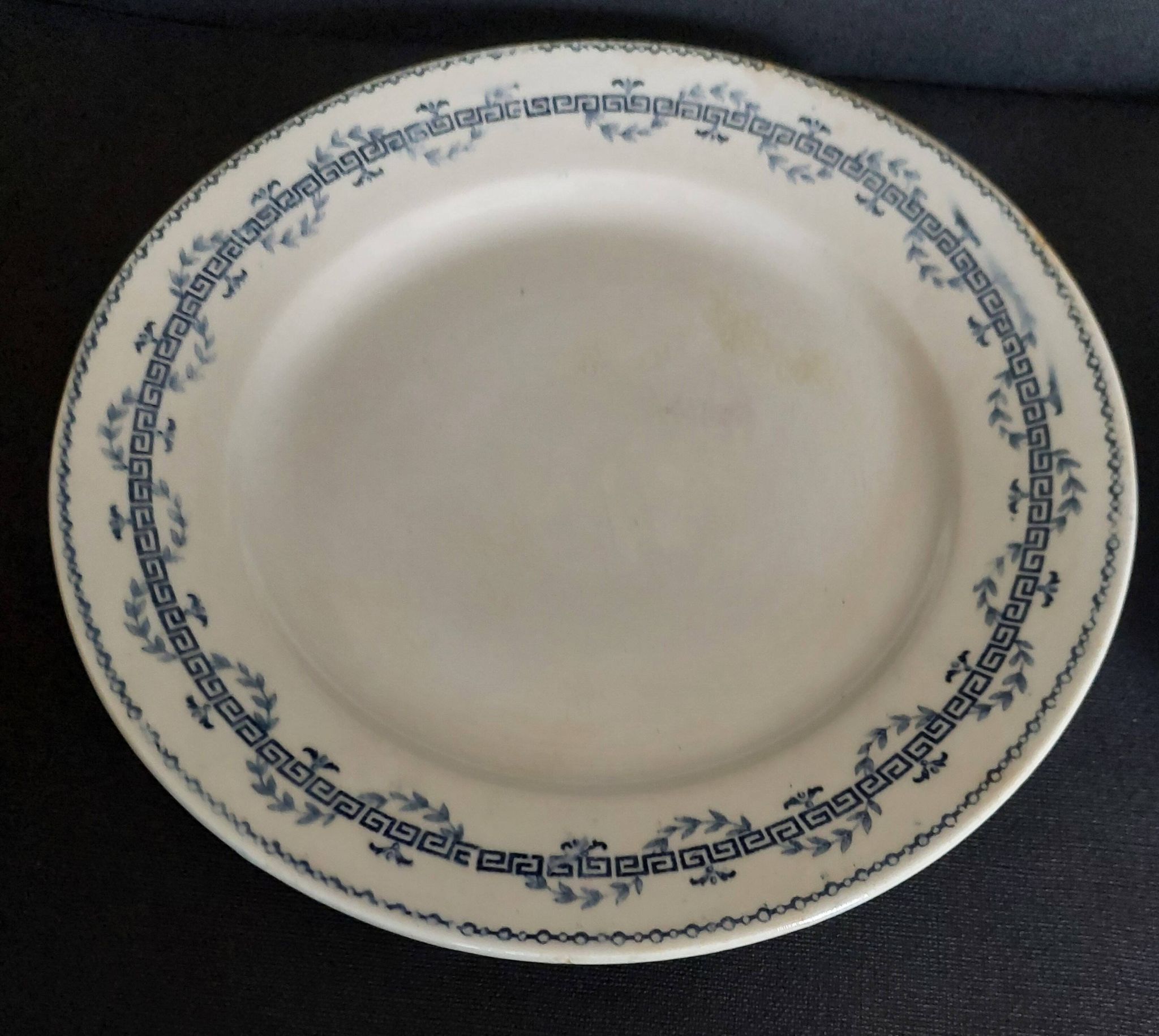 Pair of flat plates in Gien iron earthenware, Austerlitz decor