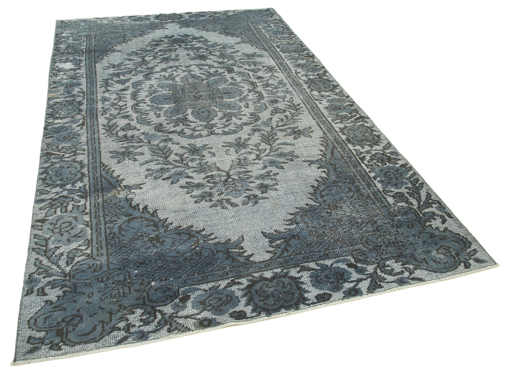 Handmade antique turkish 1970s 180 cm x 290 cm grey carpet