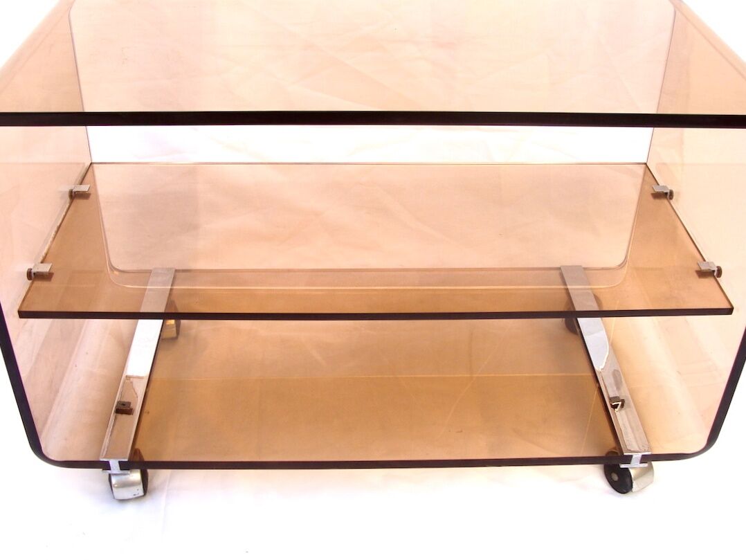 Plexiglas design rolling coffee table