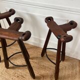Set of three brutalist bar stools