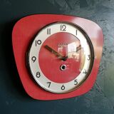 Vintage formica silent wall clock "Bayard red"
