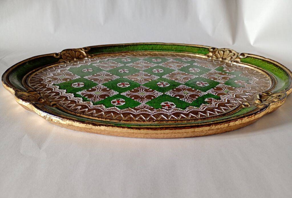 Vintage Italian Florentine Wood Tray - Mid Century