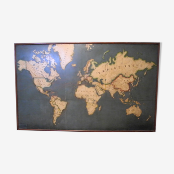 Carte vintage en relief du monde (planisphère)