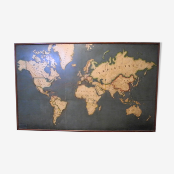 Vintage relief map of the world (planisphere)