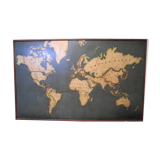 Vintage relief map of the world (planisphere)