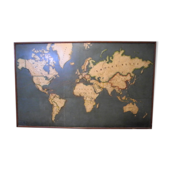 Carte vintage en relief du monde (planisphère)