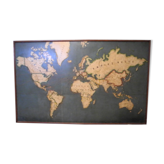 Vintage relief map of the world (planisphere)