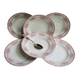 Set of 6 St Amand soup plates, Champagne model, iron earth