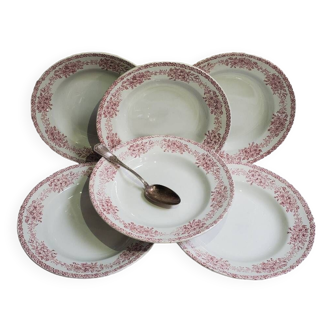 Lot de 6 assiettes à soupe de St Amand modèle Champagne, terre de fer