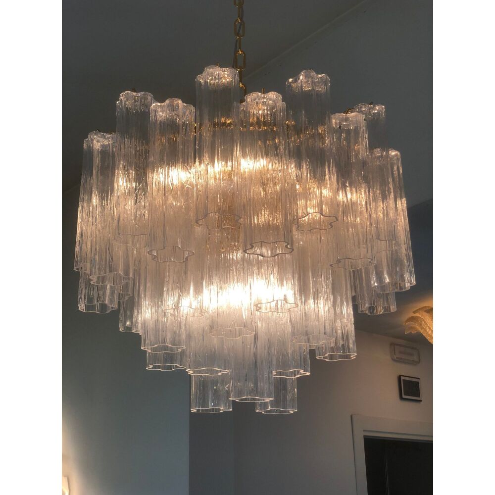 Clear “tronchi” murano glass chandelier d60