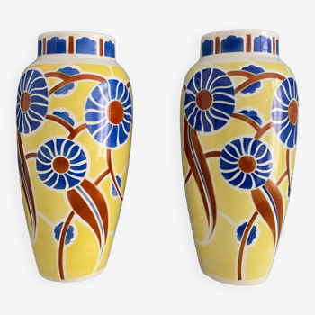 Pair of Art Deco vases, Lunéville France, circa 1930