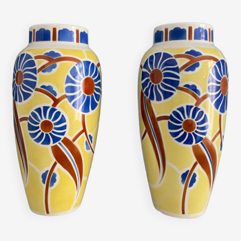 Paire de vases Art Déco, Lunéville France, vers 1930