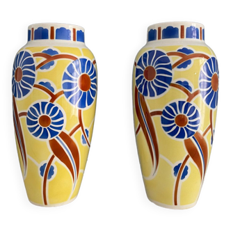 Pair of Art Deco vases, Lunéville France, circa 1930