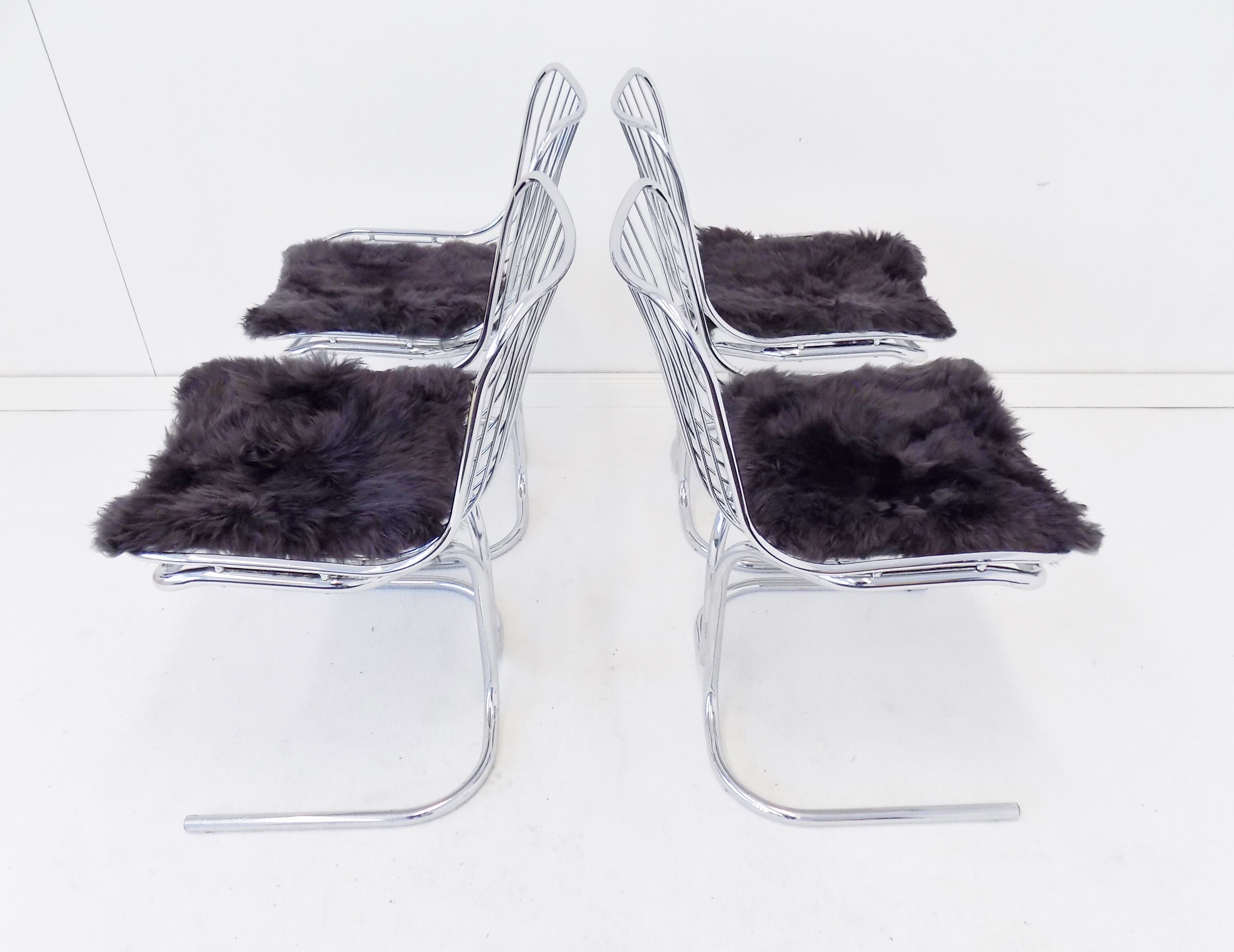 Rima set of 4 Radiofreccia chrome chairs by Gastone Rinaldi