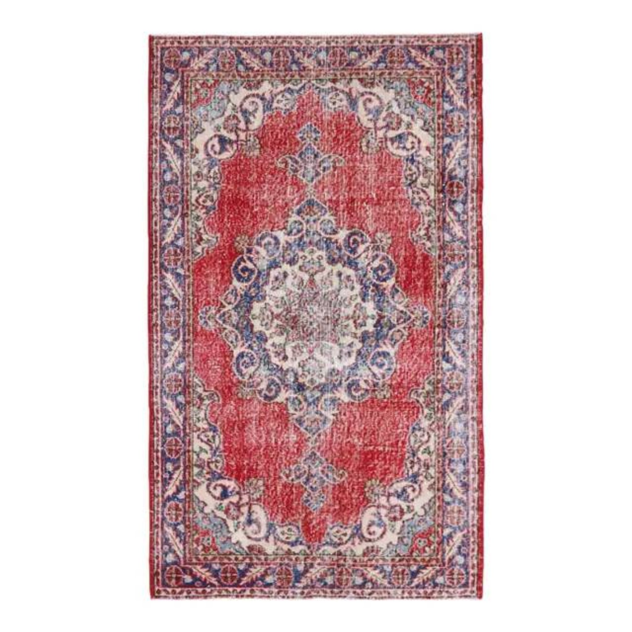 Vintage Turkish Oushak Handmade Wool Cotton Red Area Rug 124x209