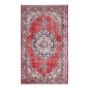 Vintage Turkish Oushak Handmade Wool Cotton Red Area Rug 124x209
