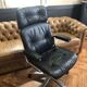 Office chair 1970 Stoll /Giroflex in black leather by Karl Ditter