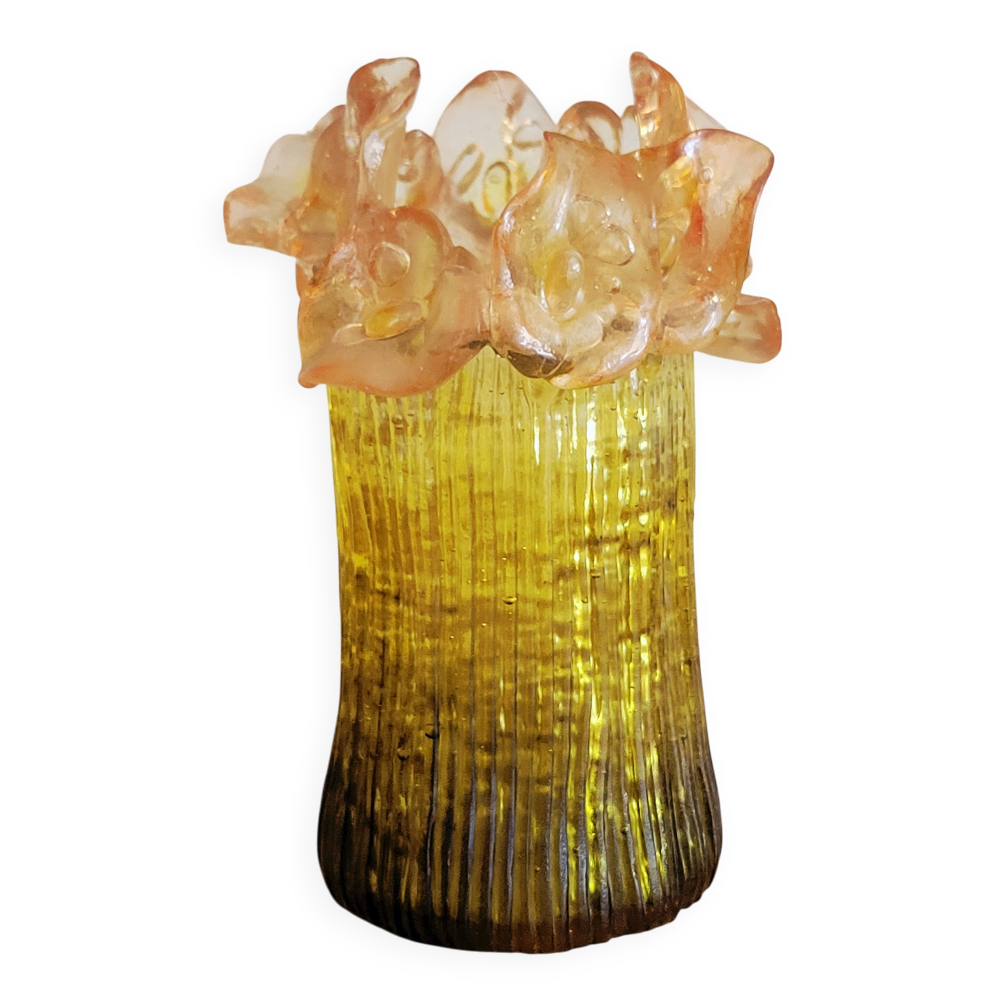 Vintage Transparent Resin Vase Brutalist Style Calla Lilies